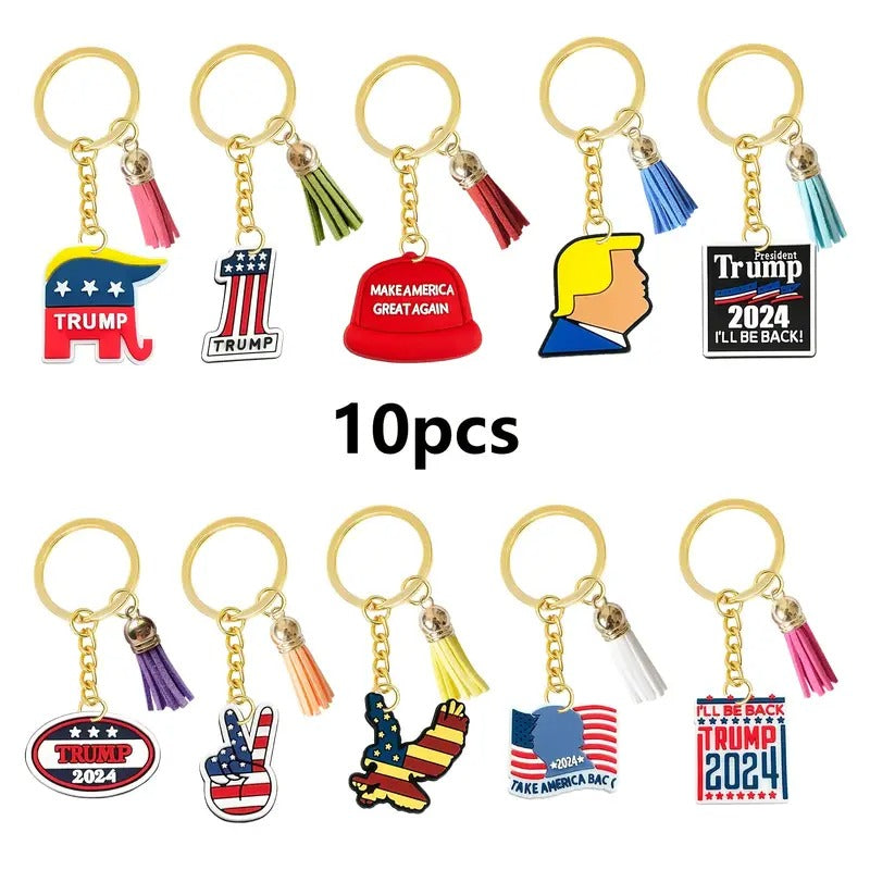 10 Pack Trump Keychains