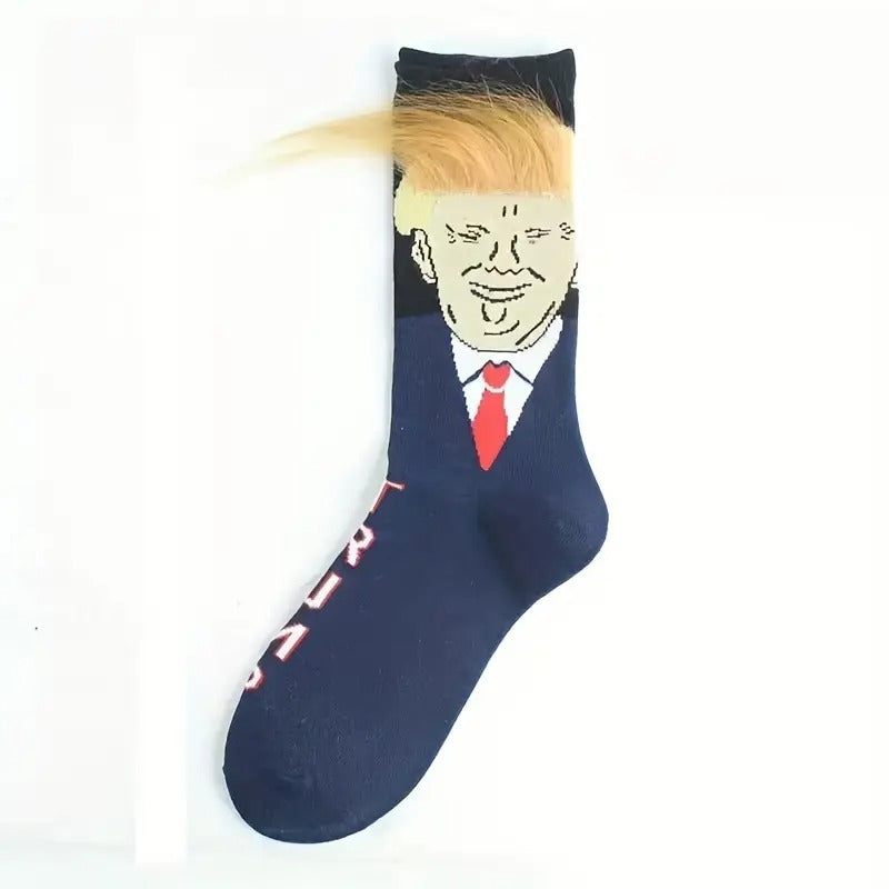 Blue Unisex Novelty Trump Socks